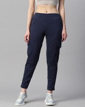 fitted track pants with flap pockets