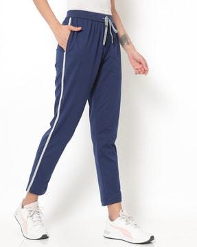fitted track pants with striped panel