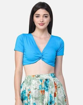 fitted v-neck crop top