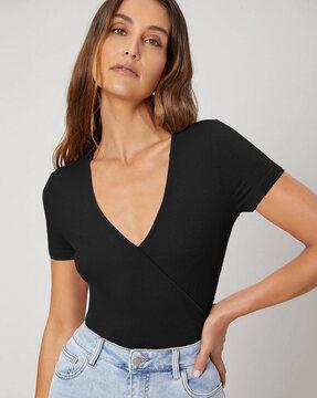 fitted v-neck top