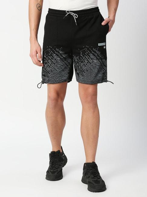 fitz black slim fit printed shorts
