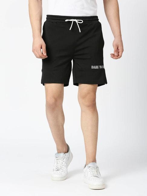 fitz jet black slim fit sports shorts