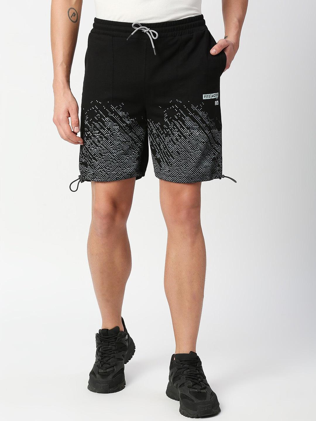 fitz men black printed slim fit running shorts