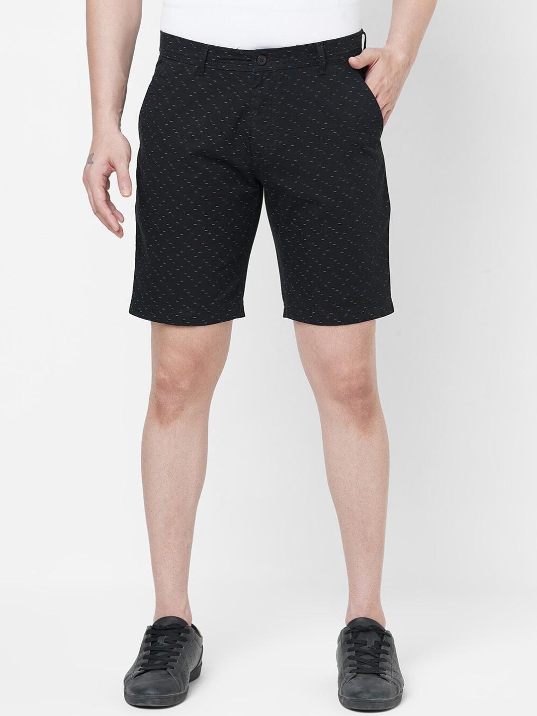 fitz men black regular fit printed shorts