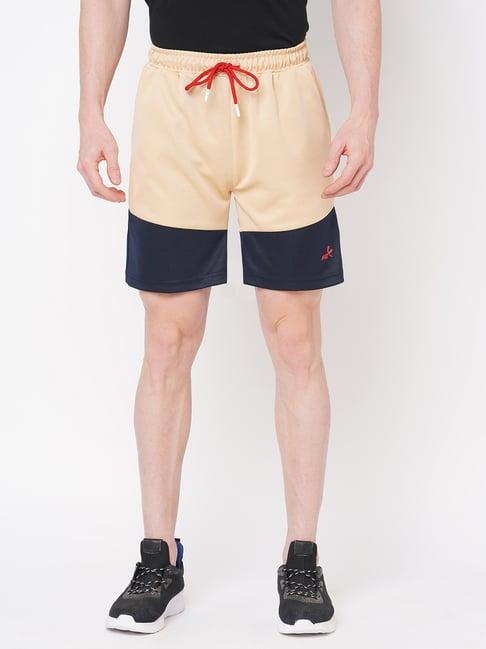 fitz beige & navy regular fit training shorts