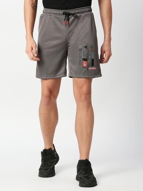 fitz black regular fit printed shorts