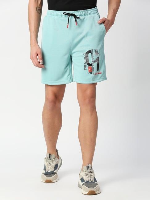 fitz blue regular fit printed shorts