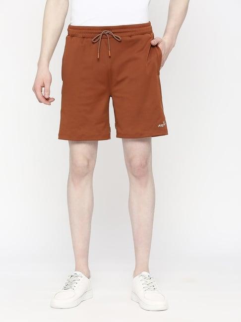 fitz caramel brown slim fit shorts