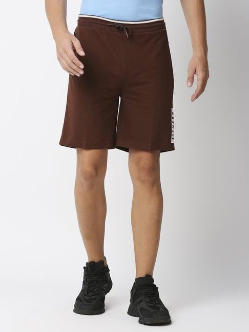 fitz dark brown slim fit shorts