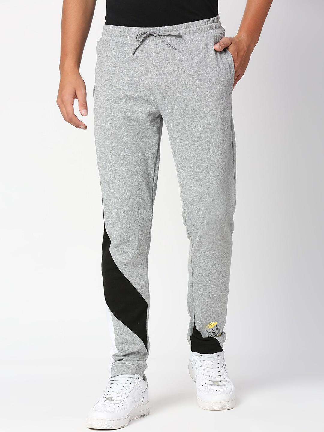 fitz men grey & black printed slim-fit joggers