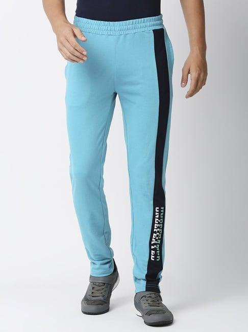 fitz sea blue slim fit striped trackpants