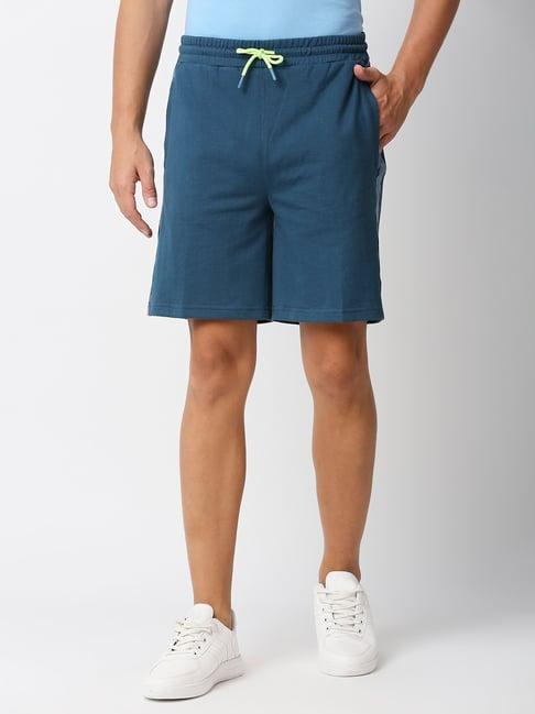 fitz teal blue slim fit shorts