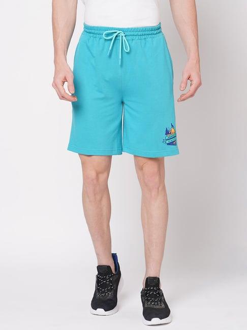 fitz turquoise slim fit printed shorts