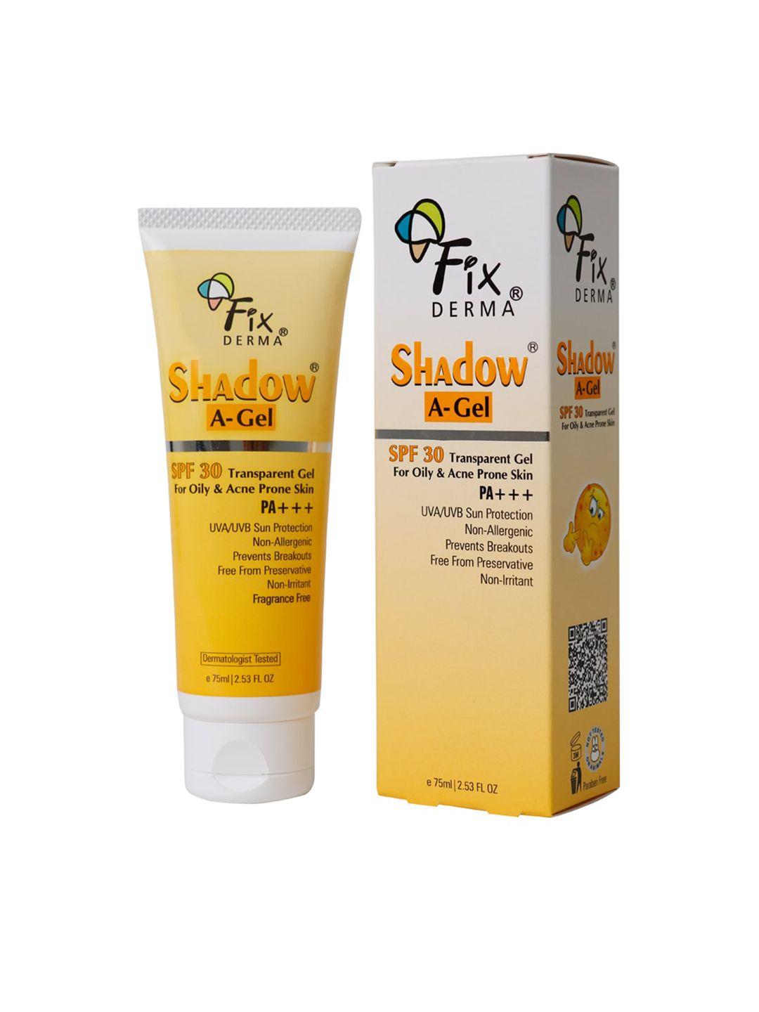 fixderma shadow a-gel spf 30 non-oily sunscreen for acne prone skin - 75ml