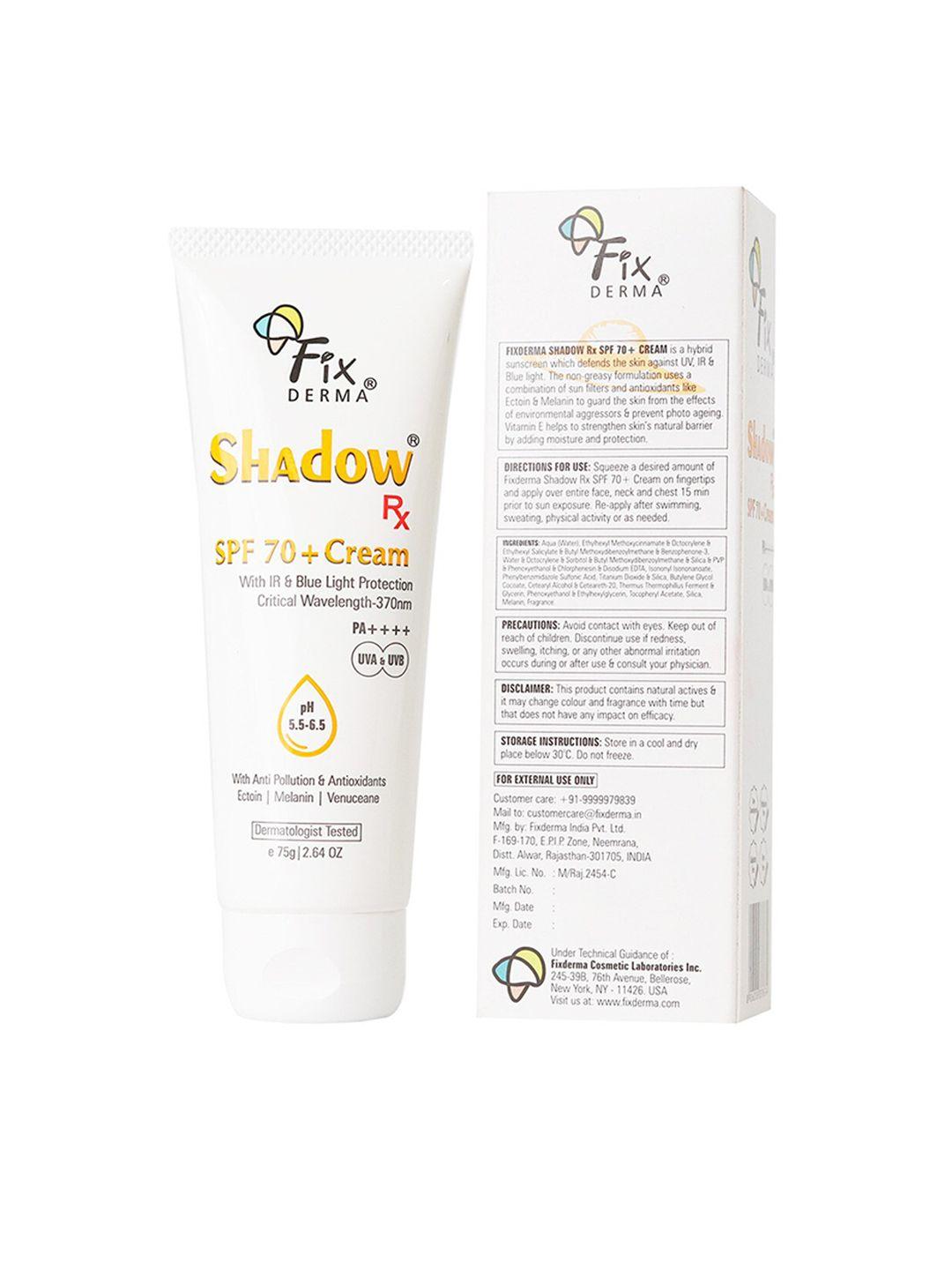 fixderma shadow rx  spf 70+ cream sunscreen with melanin - 75 g