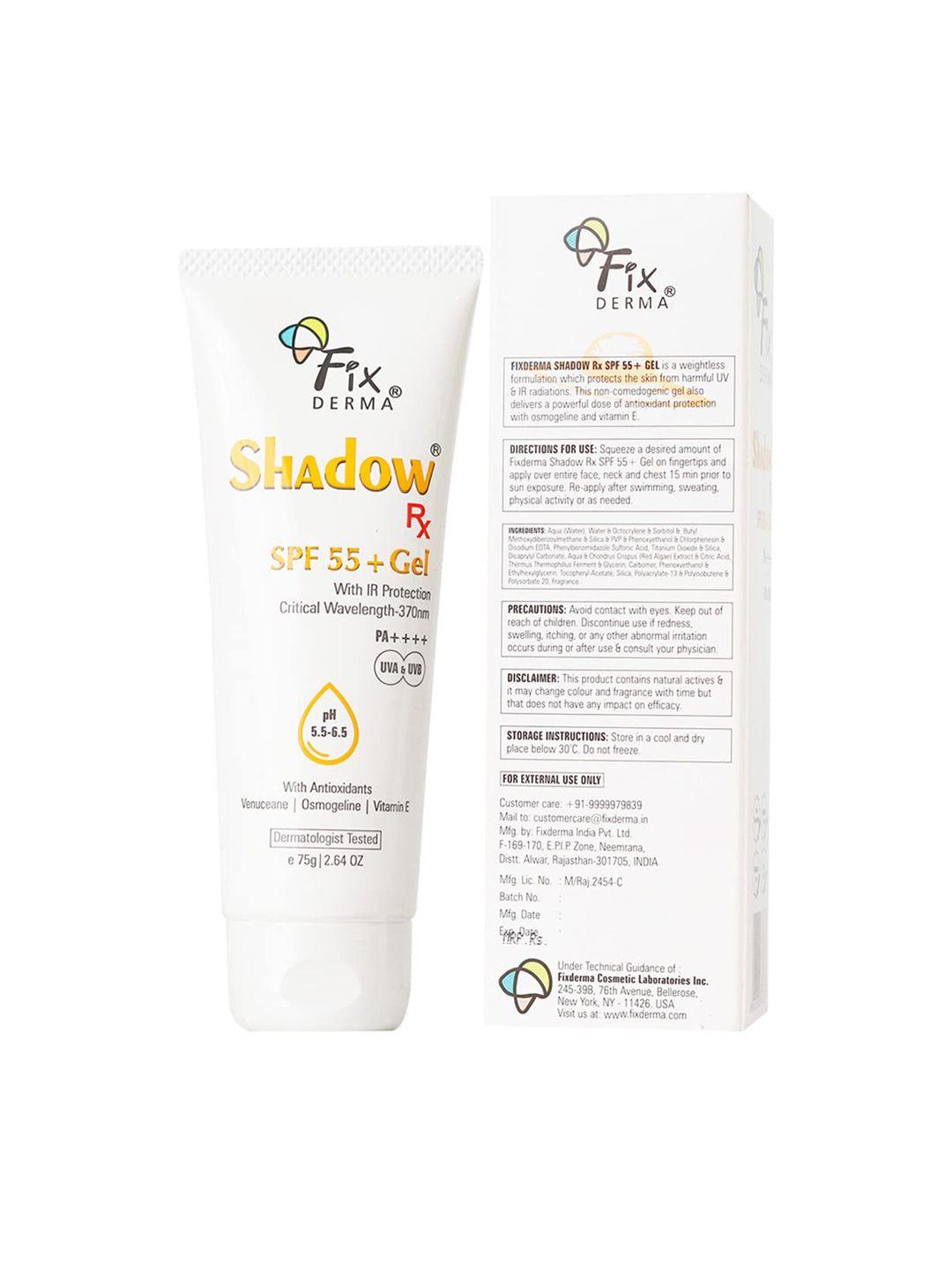 fixderma shadow rx spf55+ gel sunscreen with vitamin e - 75 g