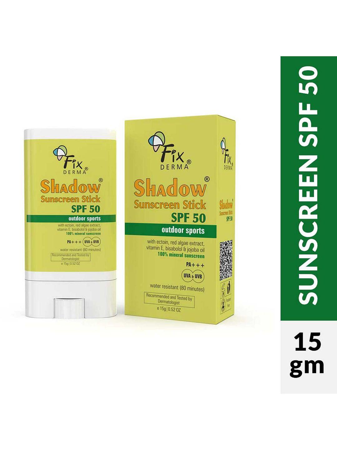 fixderma spf 50 water resistant shadow sunscreen stick with ectonin 15 g - green