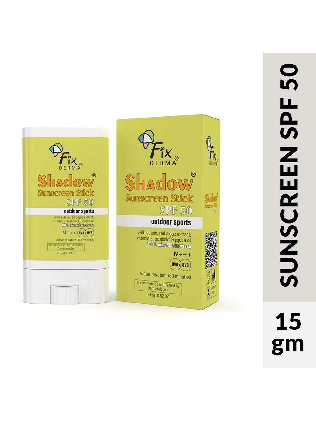 fixderma spf 50 water resistant shadow sunscreen stick with ectonin 15 g - white