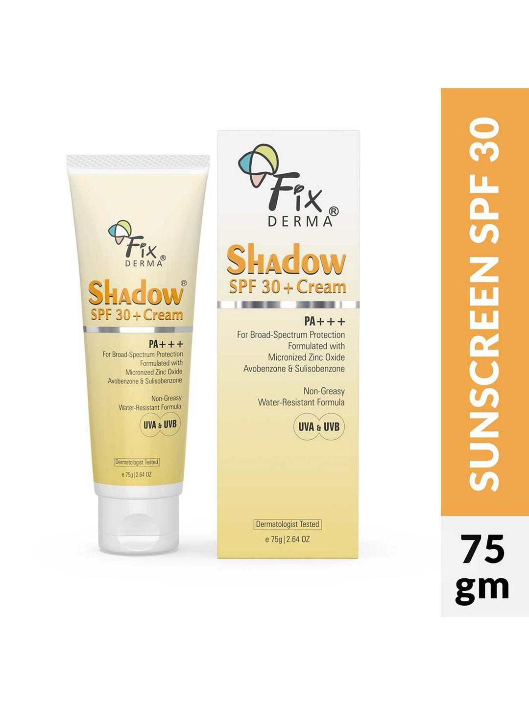 fixderma uva & uvb protection shadow sunscreen spf 30+ cream - 75g