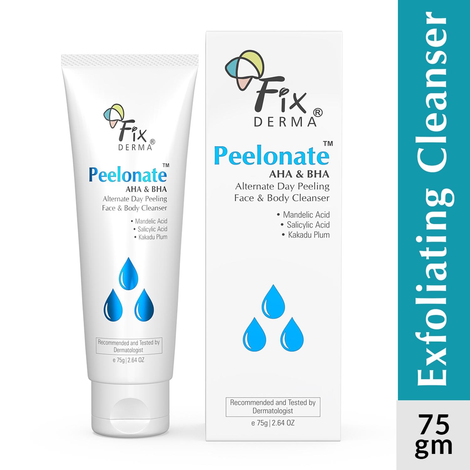 fixderma 2% mandelic acid + 1% salicylic acid peelonate aha & bha face & body cleanser (75g)