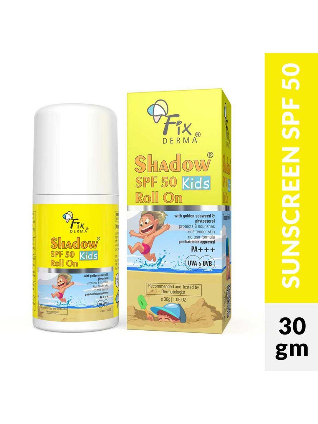 fixderma shadow spf50 pa+++ uva & uvb protection kids roll on sunscreen - 30g