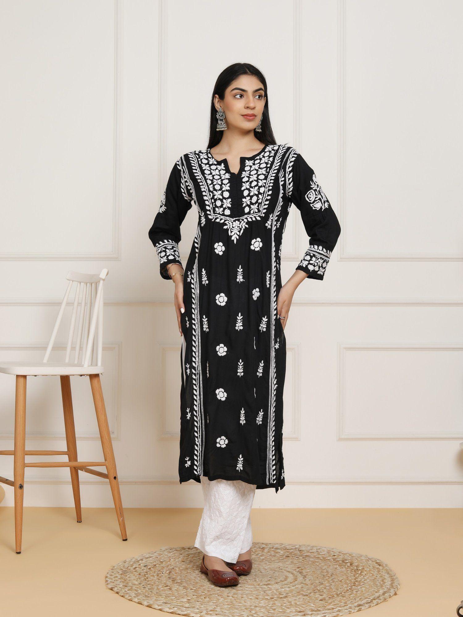 fizaa chikankari kurta in modal cotton