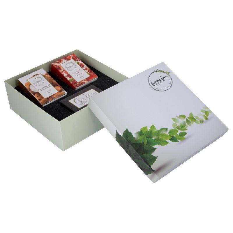 fizzy fern the daily soaps gift box (coconut almond, deep cleansing & pomegranate & tamarind)