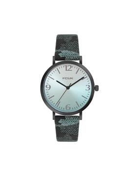 fk00031e printed strap analogue watch with tang buckle closure