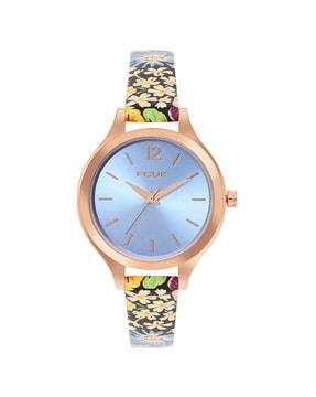 fk00032a floral print strap analogue watch with tang buckle closure