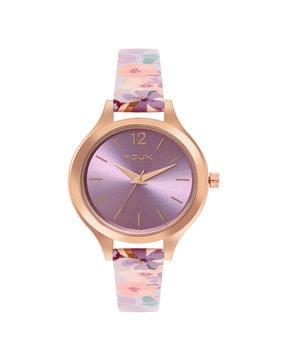 fk00032d floral print strap analogue watch with tang buckle closure