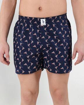 flag print boxers with elasticated waist