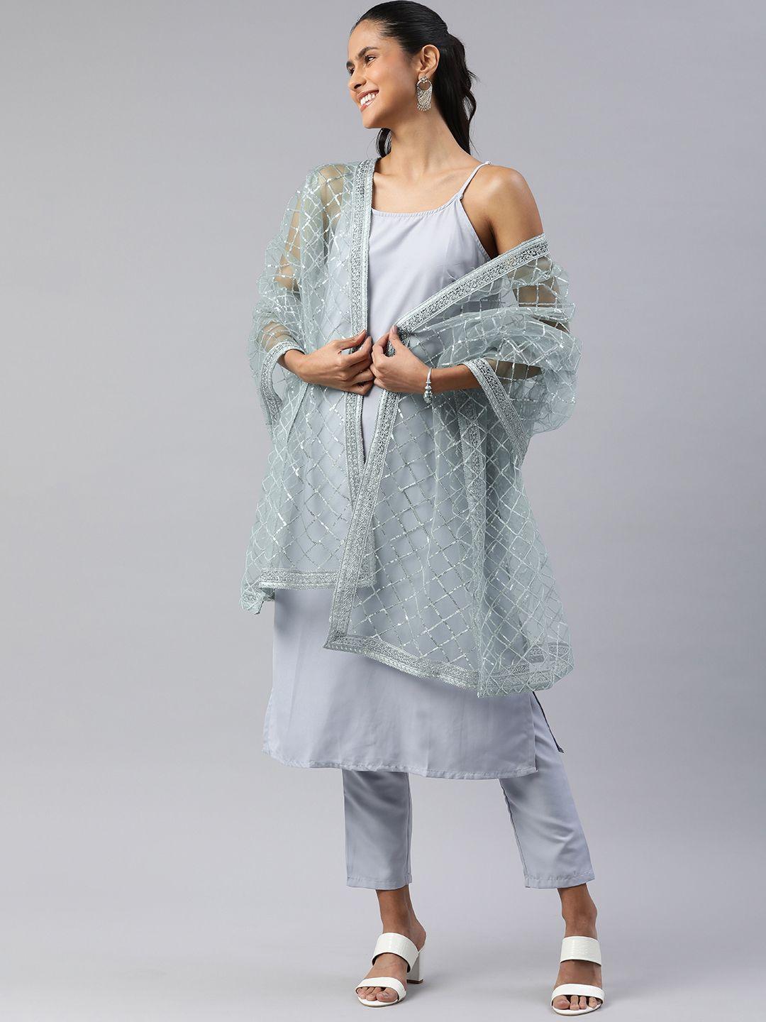 flaher embroidered dupatta with sequinned details