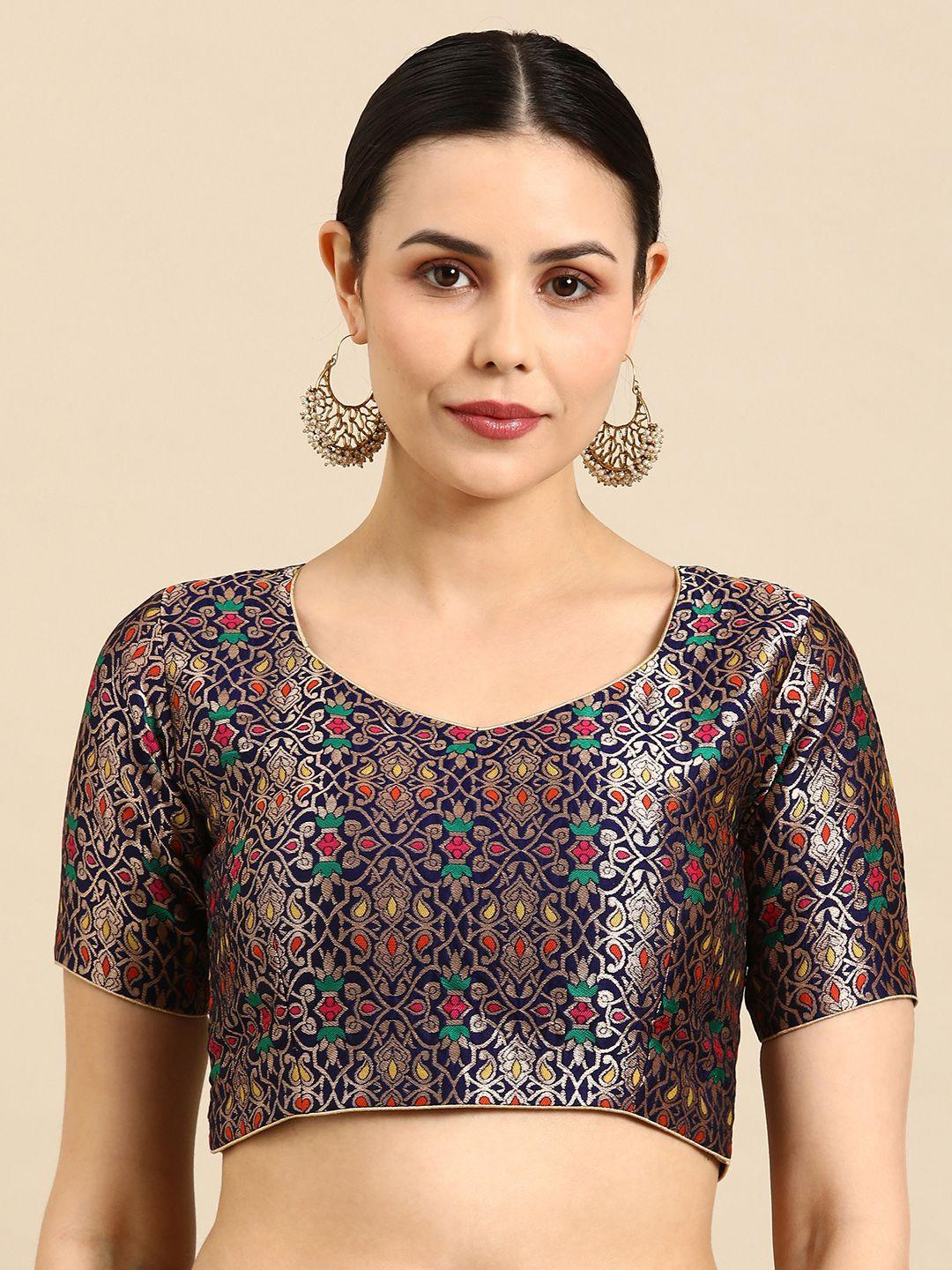 flaher sweetheart neck banarasi silk jacquard padded saree blouse