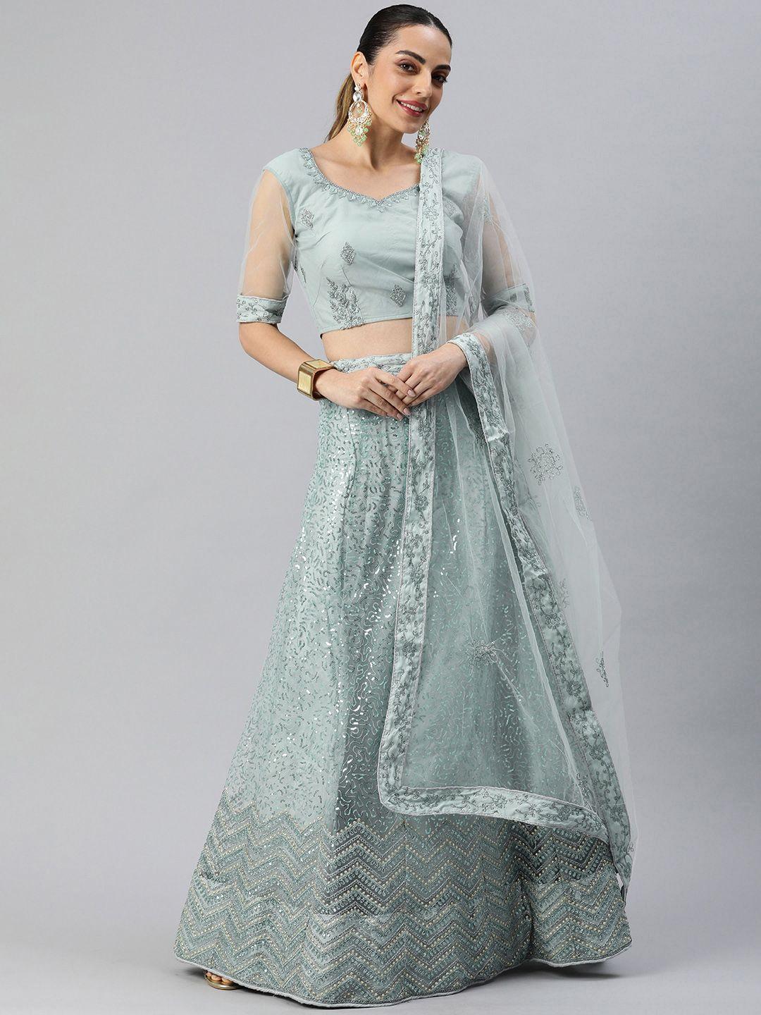 flaher unstitched lehenga & blouse with dupatta