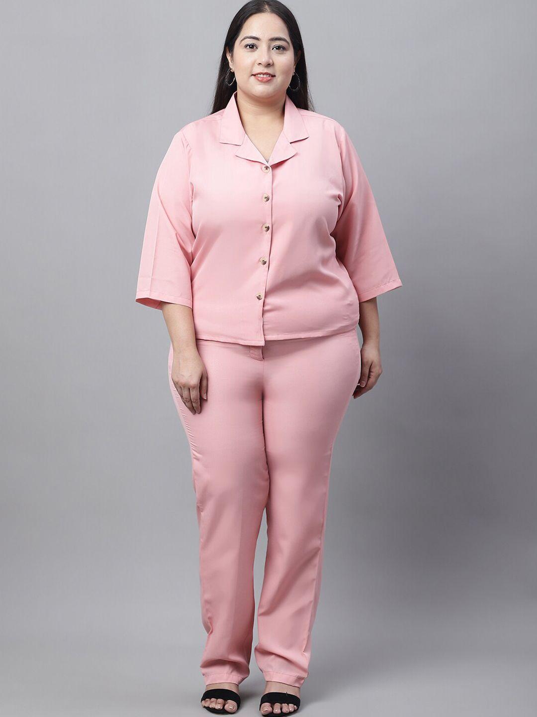 flambeur plus size cuban collar shirt with trousers