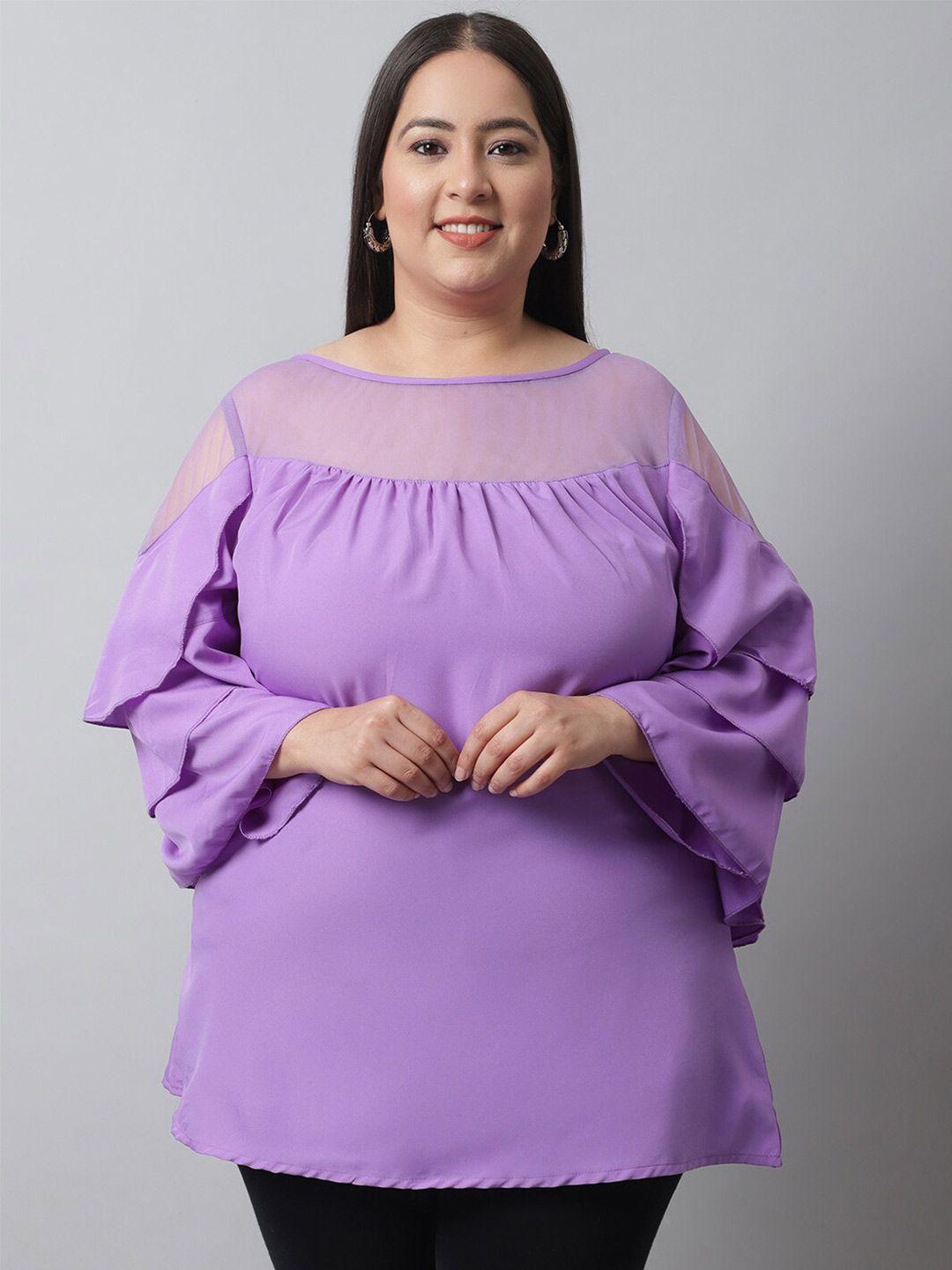 flambeur plus size boat neck flared sleeves crepe top