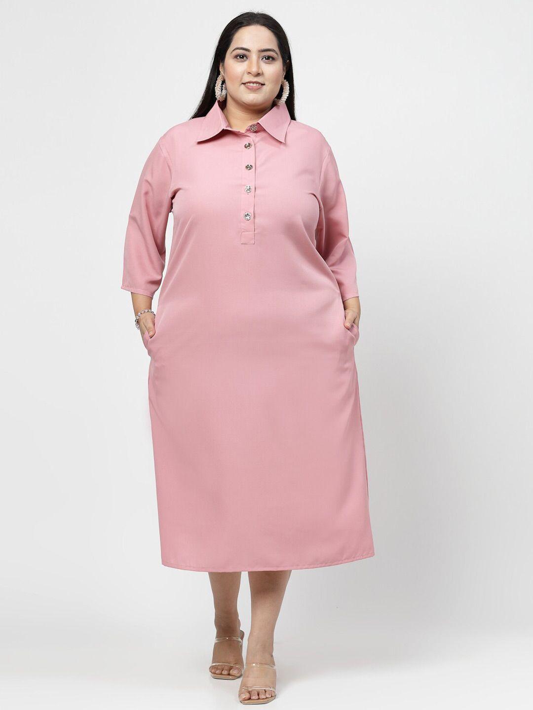 flambeur plus size shirt collar maxi dress