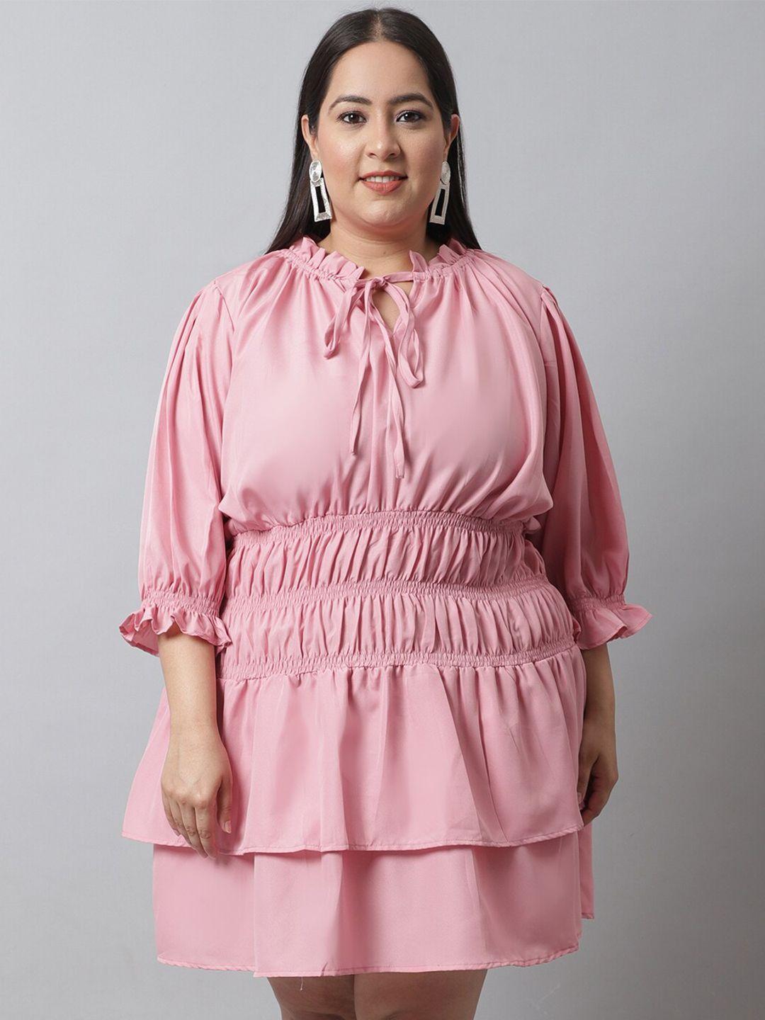 flambeur plus size tie-up neck dress