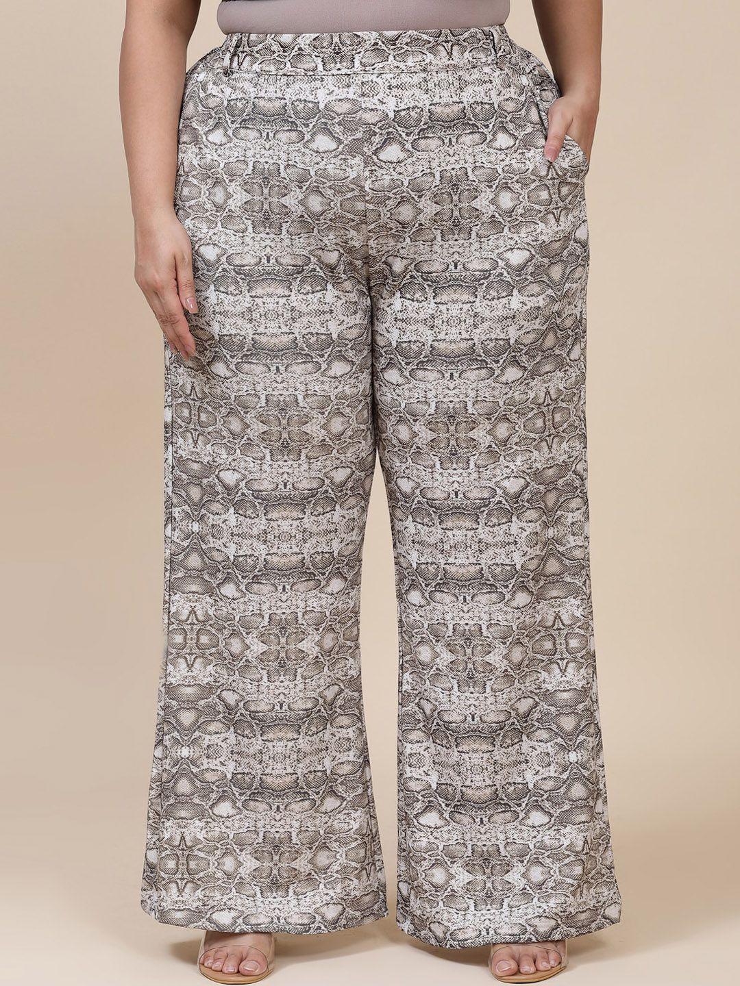 flambeur women animal printed relaxed high-rise nylon trousers