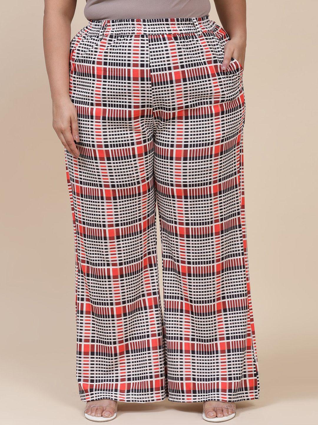 flambeur women checked relaxed high-rise parallel trousers