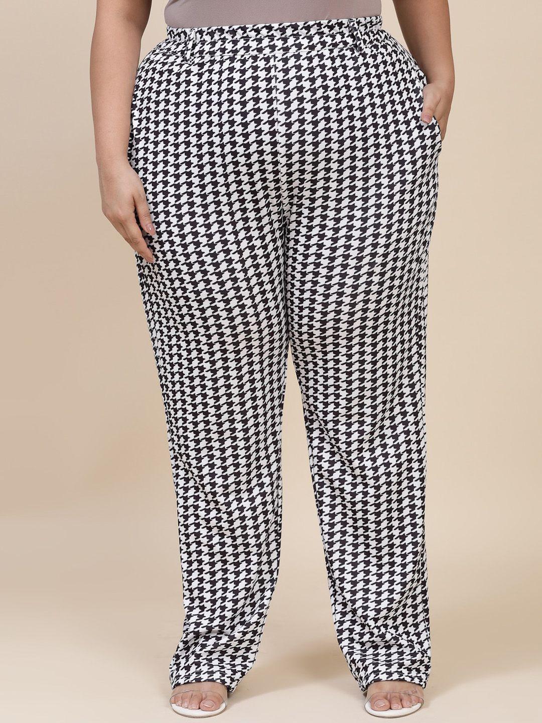 flambeur women checked relaxed high-rise parallel trousers