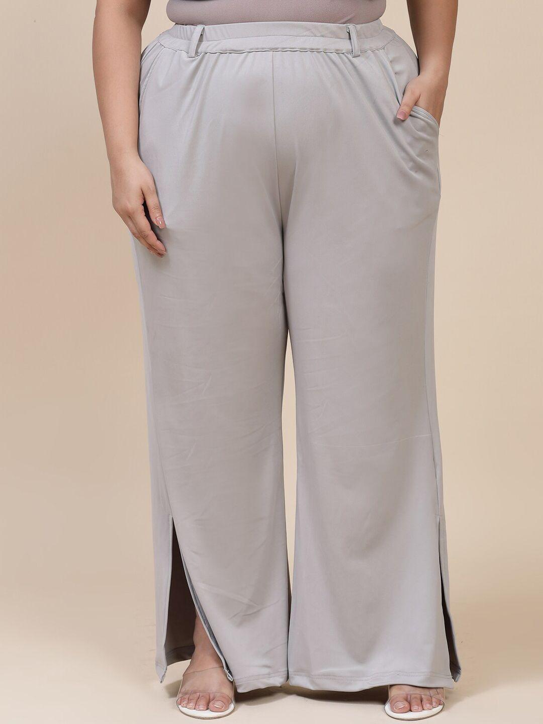 flambeur women plus size relaxed high-rise parallel trousers