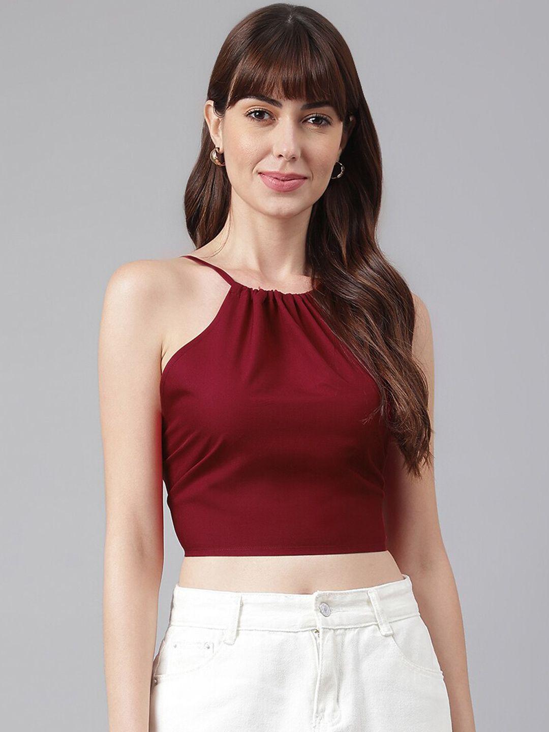 flamboyant halter neck crop top