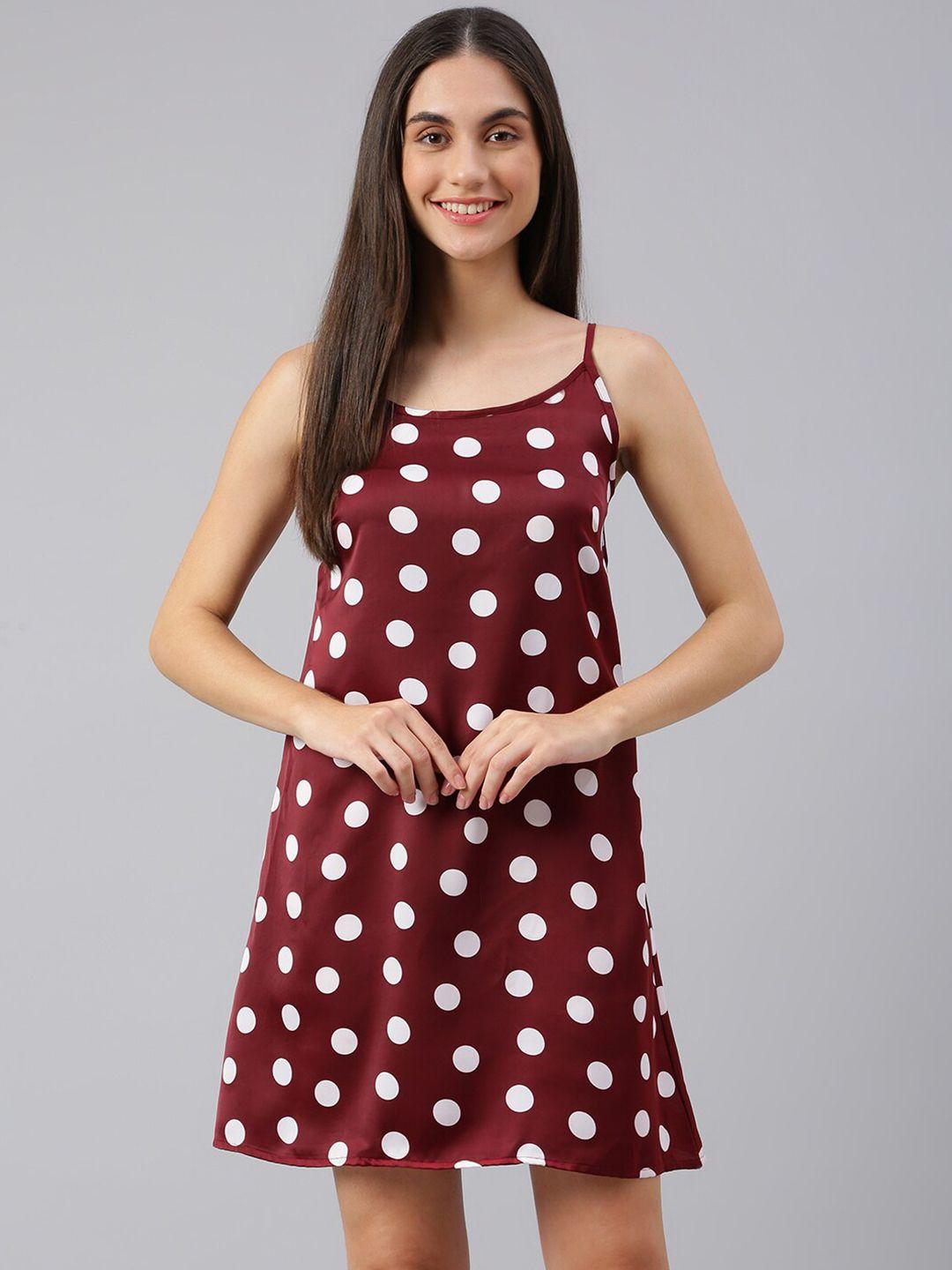 flamboyant maroon printed nightdress