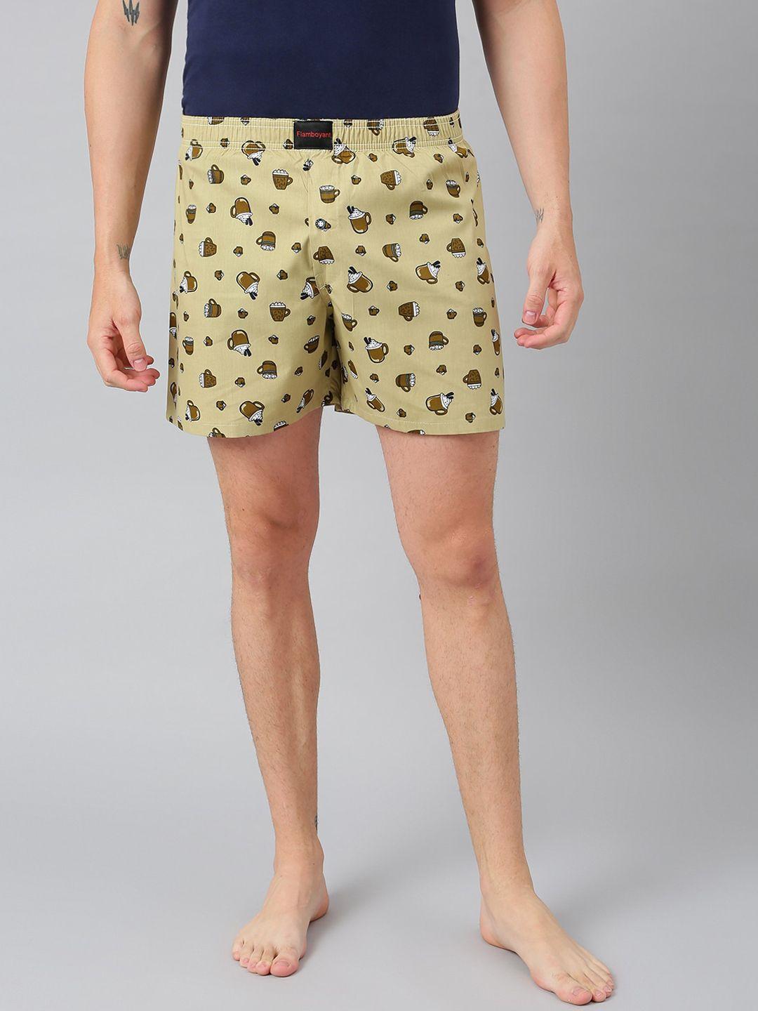 flamboyant men beige printed pure cotton boxers