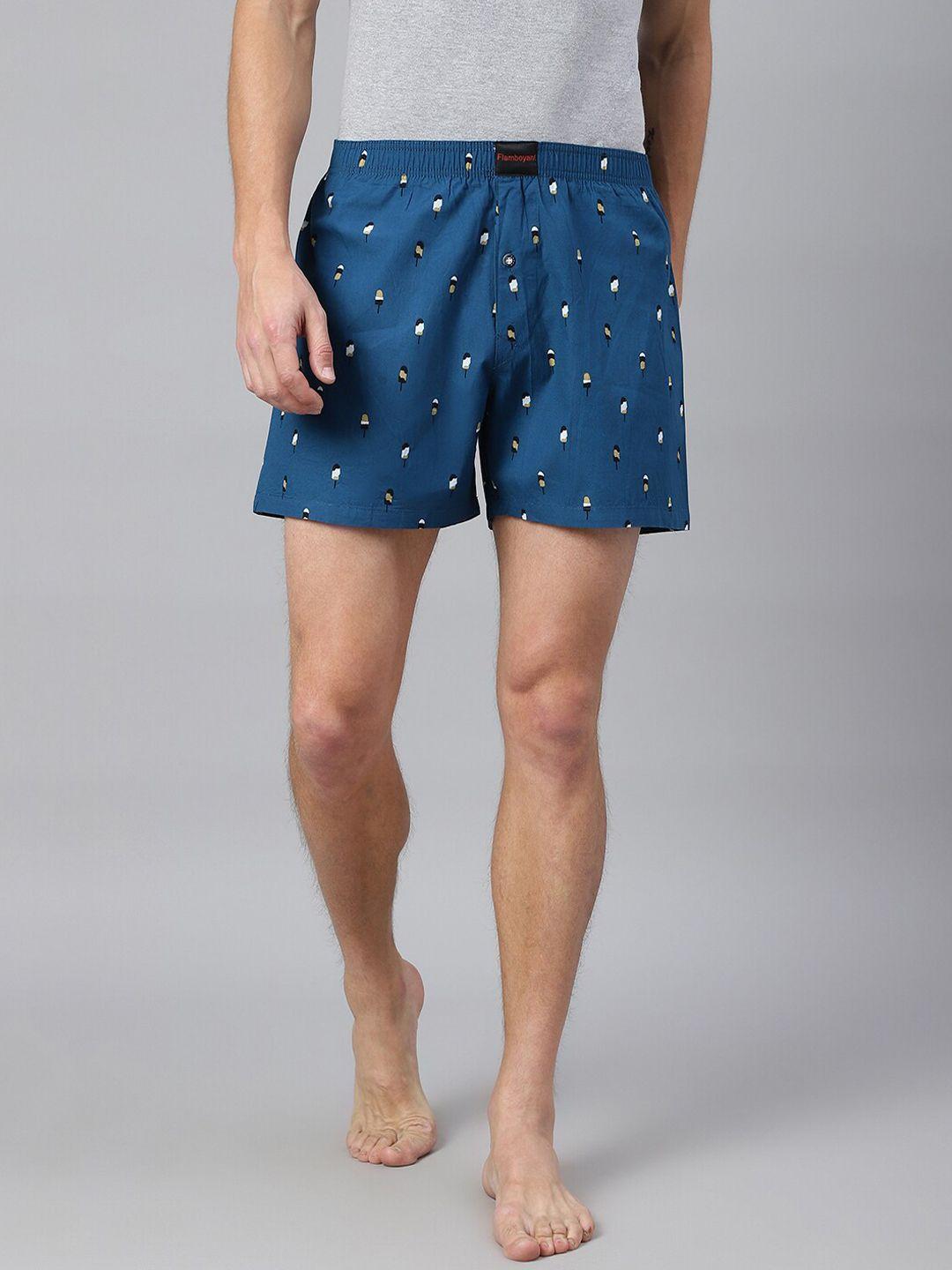 flamboyant men blue printed cotton boxers