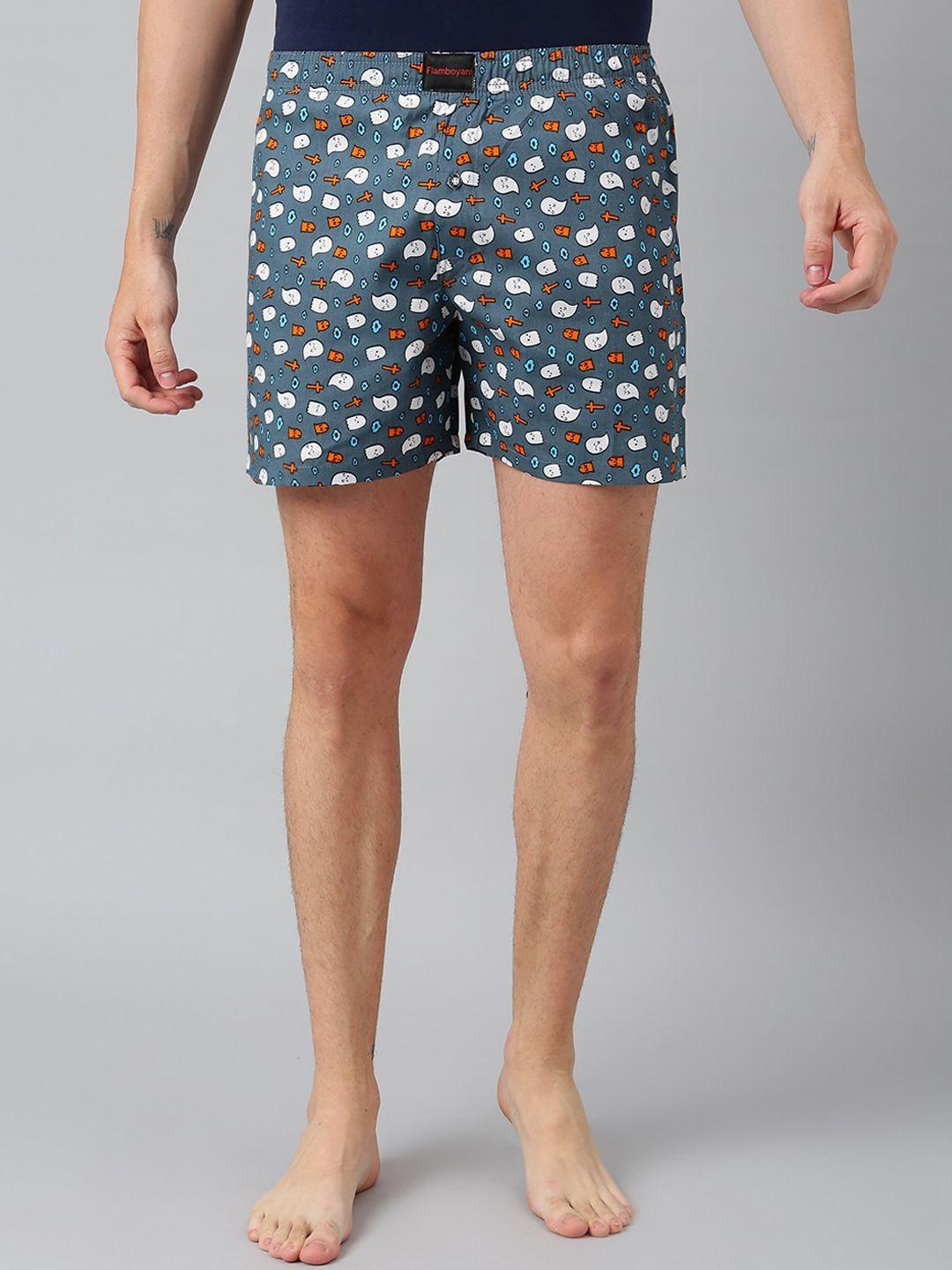 flamboyant men grey & white printed pure cotton boxers fl-28b-451