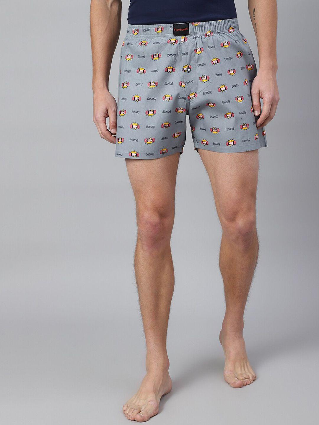 flamboyant men grey printed cotton boxers