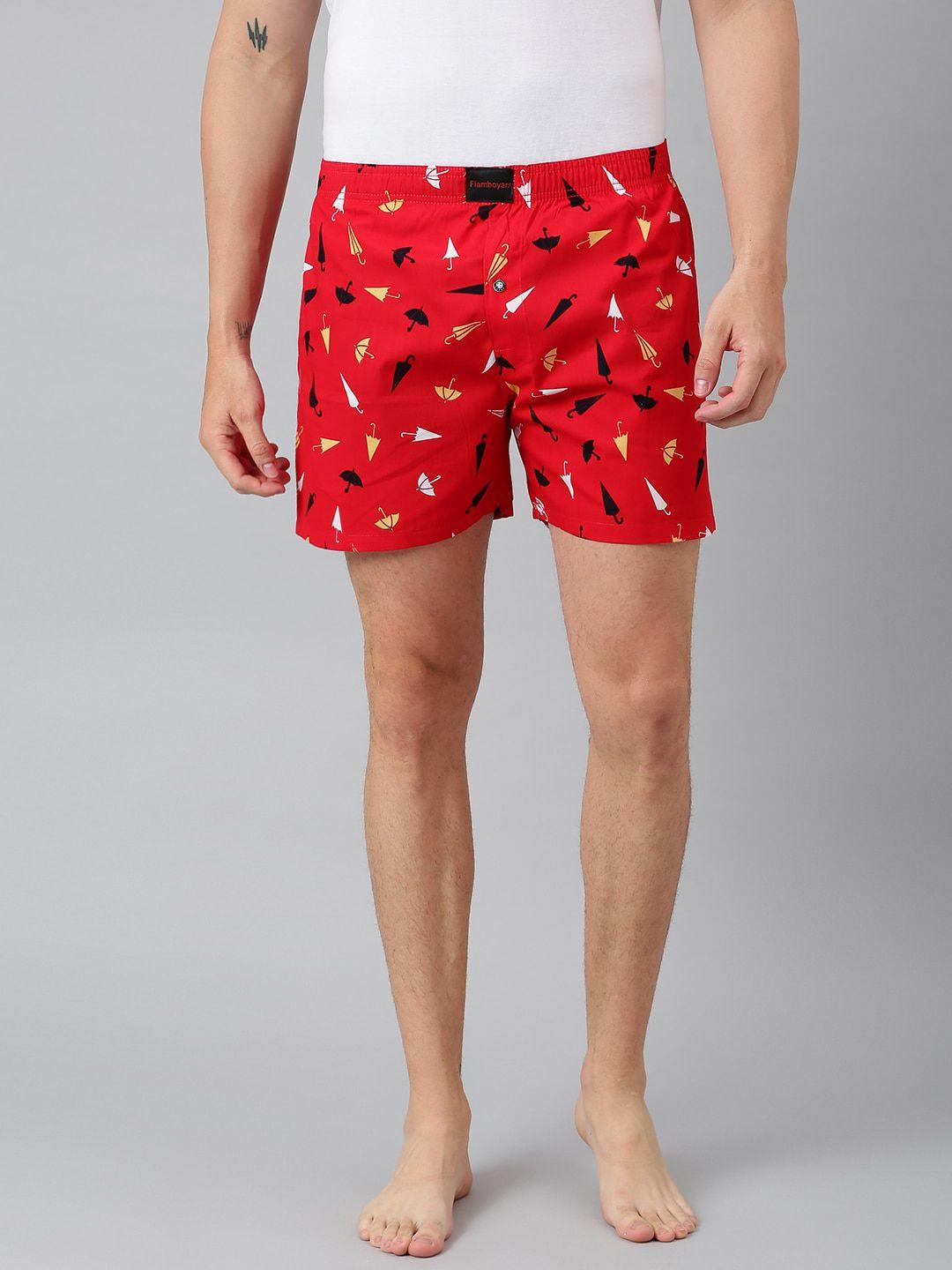 flamboyant men red & white printed pure cotton boxer fl-28b-455