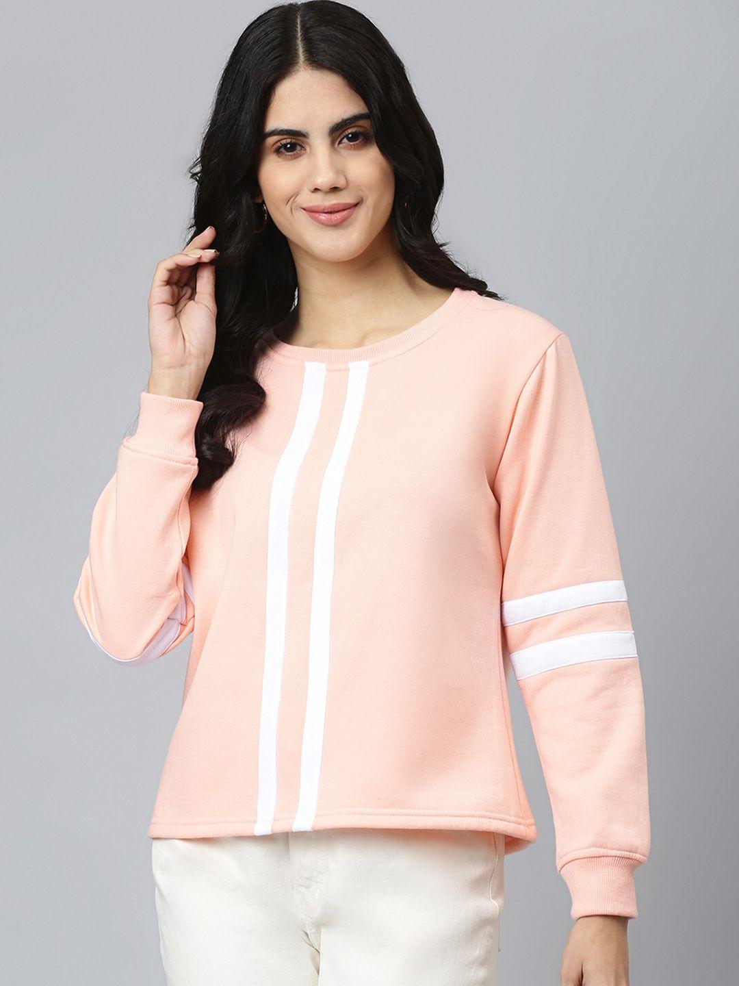 flamboyant women pink striped sweatshirt